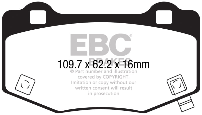 EBC Yellowstuff Brake Pad Sets - EBC 15-17 Ford Mustang Shelby GT350/GT350R Yellowstuff Rear Brake Pads