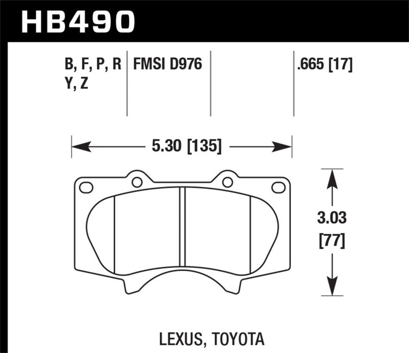 HAWK Ceramic Brake Pad Sets - Hawk 00-06 Toyota Tundra / 03-16 Toyota 4Runner Performance Ceramic Street Front Brake Pads