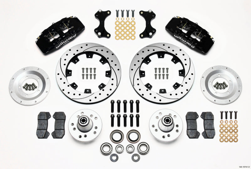 WIL Dynapro Brake Kit - Wilwood Dynapro 6 Front Hub Kit 12.19in Drilled WWE ProSpindle