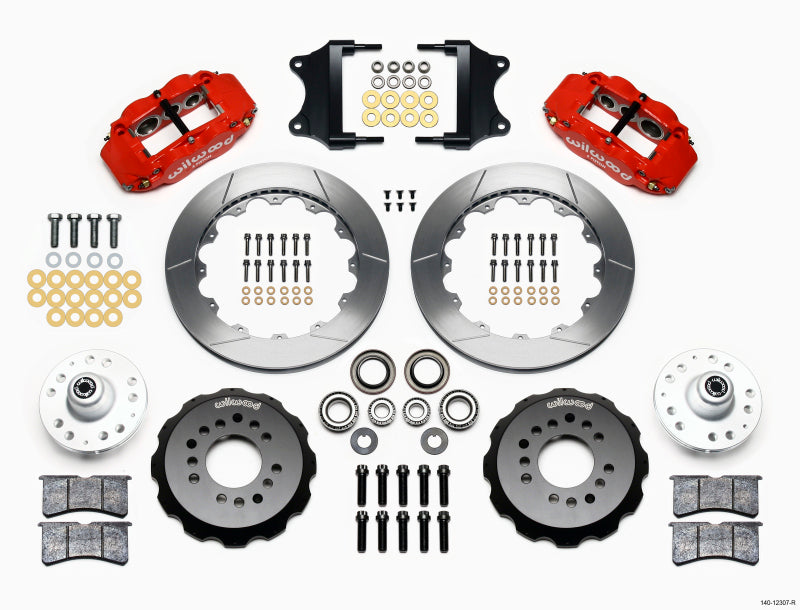 WIL Superlite Brake Kit - Wilwood Narrow Superlite 6R Front Hub Kit 12.88in Red Heidts Tri -5 2 inch Drop Spindle