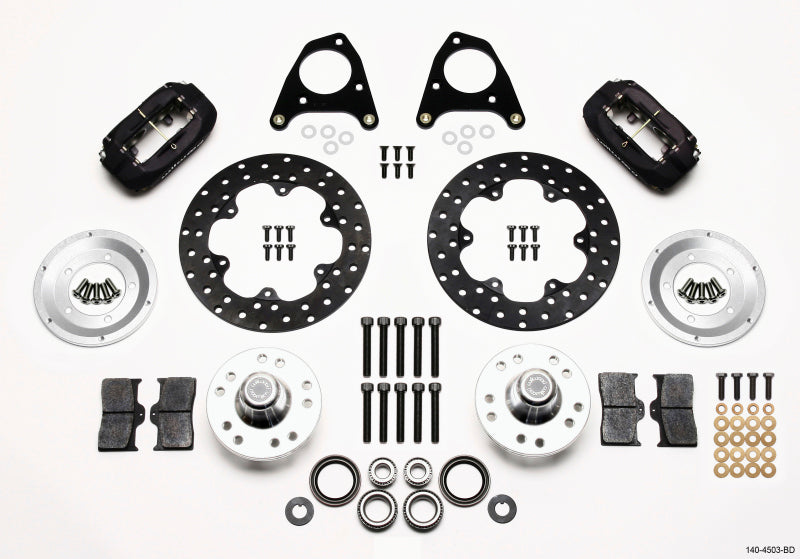 WIL Dynalite Brake Kit - Wilwood Forged Dynalite Front Drag Kit Drilled Rotor 87-93 Mustang 84-86 SVO 5 Lug