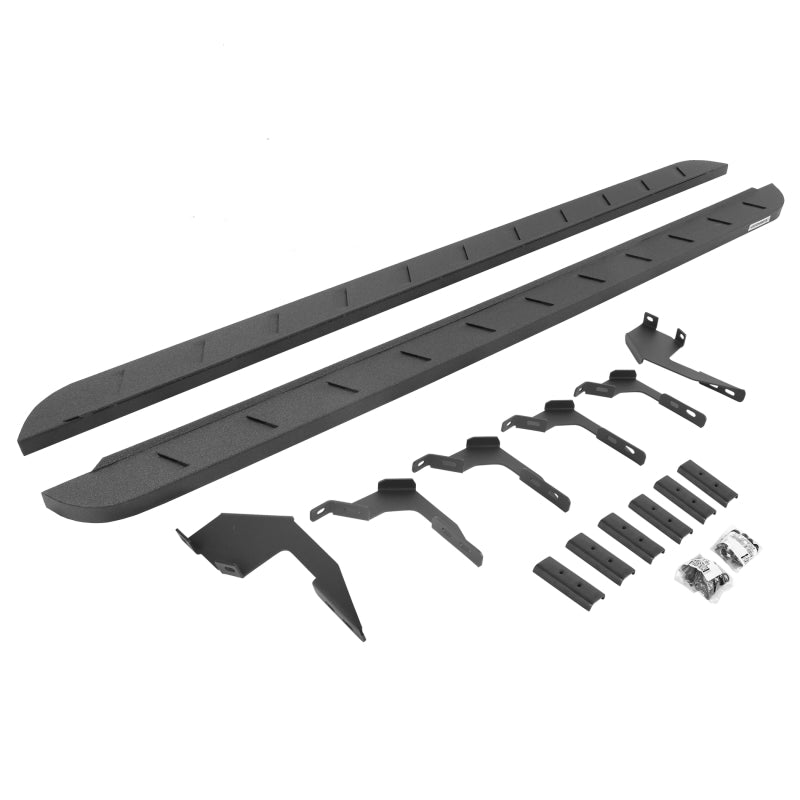 GOR RB10 Slim Running Boards - Go Rhino 19-22 Ford Ranger Crew Cab 4DR RB10 Slim Running Boards Kit (w/Brackets) - Bedliner Coating