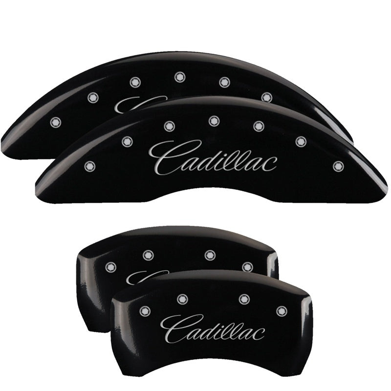 MGP Caliper Covers 4 Logo - MGP 4 Caliper Covers Engraved F & R Cursive/Cadillac Black Finish Silver Char 2016 Cadillac CT6