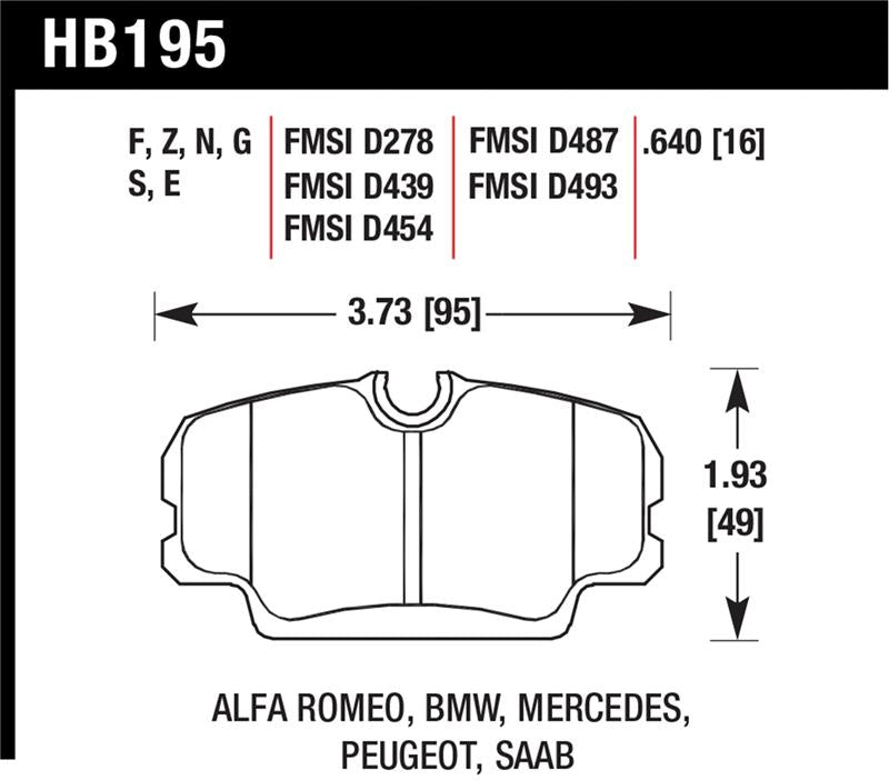 HAWK HT-10 Brake Pad Sets - Hawk 84-4/91 BMW 325 (E30) HT-10 Front Race Pads (NOT FOR STREET USE)