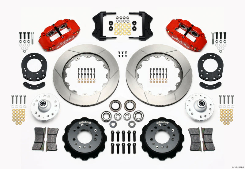 WIL Superlite Brake Kit - Wilwood Narrow Superlite 6R Front Hub Kit 14.00in Red 1965-1969 Mustang Drum Spindle