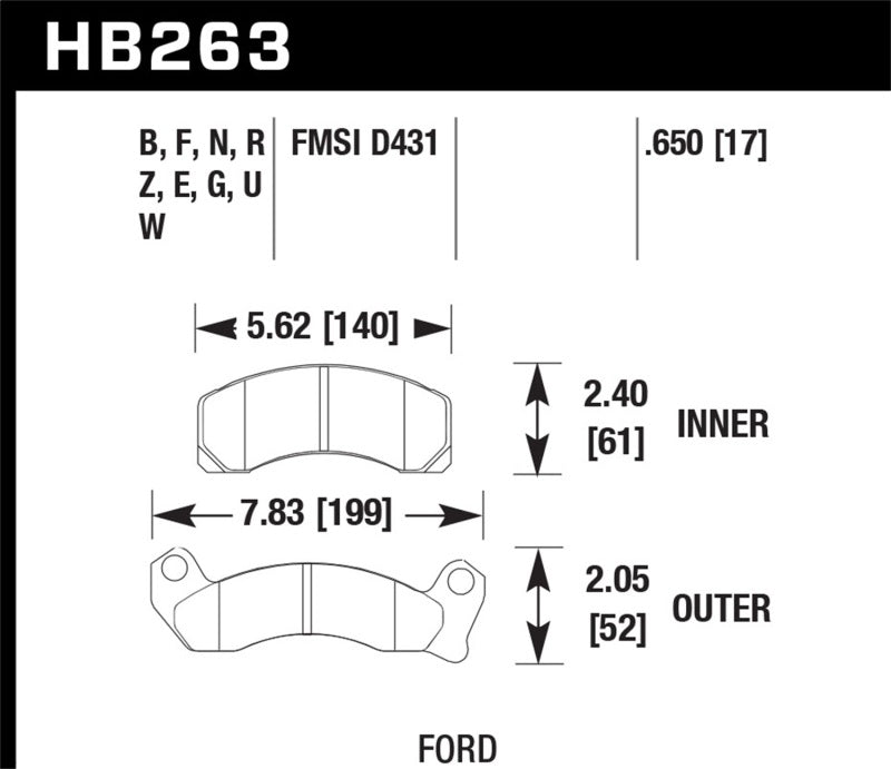 HAWK HPS 5.0 Brake Pad Sets - Hawk 1987-1993 Ford Mustang GT 5.0 HPS 5.0 Front Brake Pads