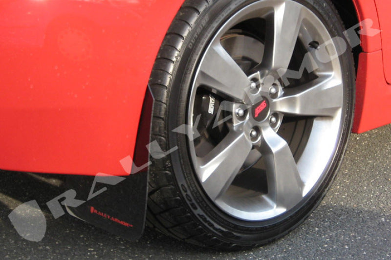 RAL UR Blk Flap/Rd Logo - Rally Armor 08-11 Subaru STI (Hatch Only) / 11-14 WRX (Hatch Only) Black UR Mud Flap w/Red Logo