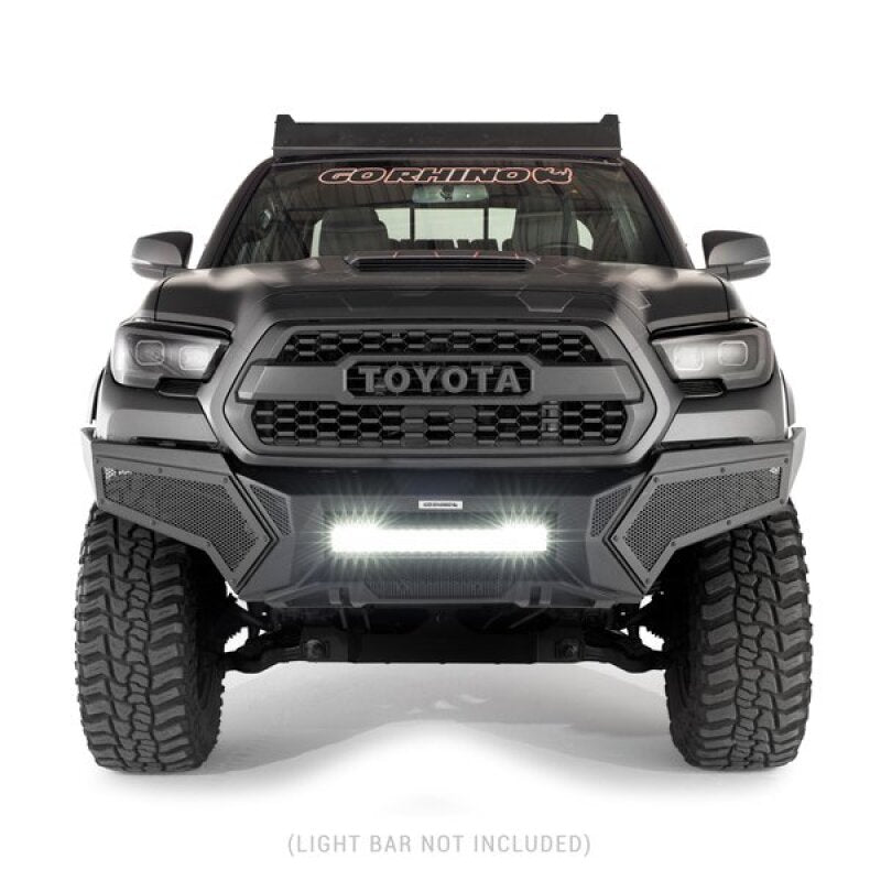 GOR Element Bumper - Go Rhino 16-21 Tacoma Element Front Bumper w/ Power Actuated Hide-away Light Bar Mount Tex Black