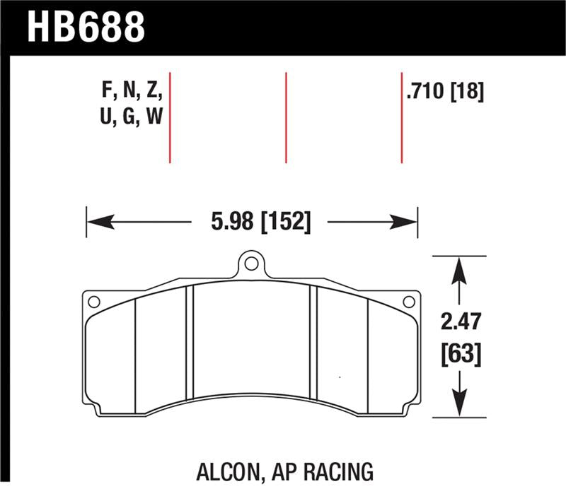 HAWK Ceramic Brake Pad Sets - Hawk AP Racing/Alcon Performance Ceramic Racing Front Brake Pads w/0.710in Thickness