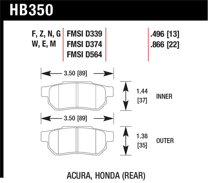 HAWK Ceramic Brake Pad Sets - Hawk 90-01 Acura Integra (excl Type R) / 98-00 Civic Coupe Si Performance Ceramic Street Rear Brake