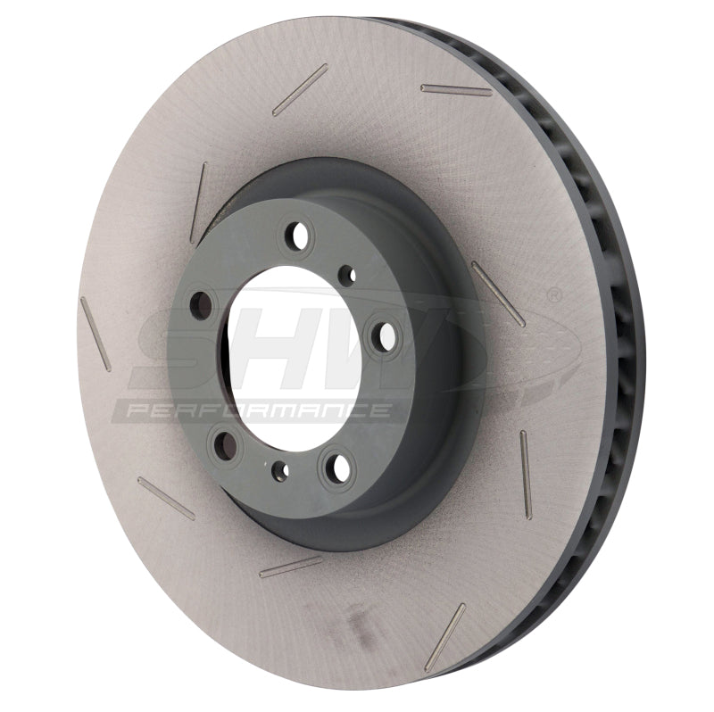SHW Slotted Monobloc Rotors - SHW 17-20 Porsche Panamera 4S 2.9L w/18in Wheel Left Front Slotted Monobloc Brake Rotor (971615301L)