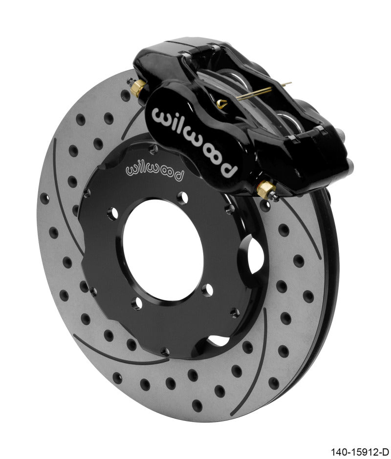 WIL Dynalite Brake Kit - Wilwood Dynalite Front Big Brake Kit 11.00in SRP Drilled & Slotted Rotors - Black