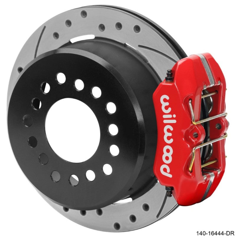 WIL Dynapro Brake Kit - Wilwood Chevrolet 7-5/8in Rear Axle Dynapro Disc Brake Kit 11in Drilled/Slotted Rotor -Red Caliper