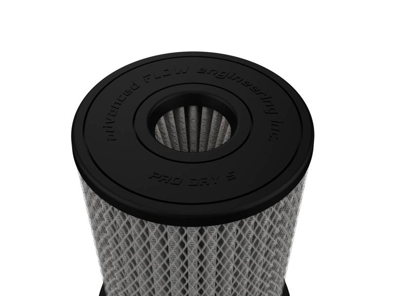 AFE Universal Pro Dry S Filter - aFe MagnumFLOW Air Filters 3in F x 5-1/2in B x 5-1/4in T (Inverted) x 8in H - Pair