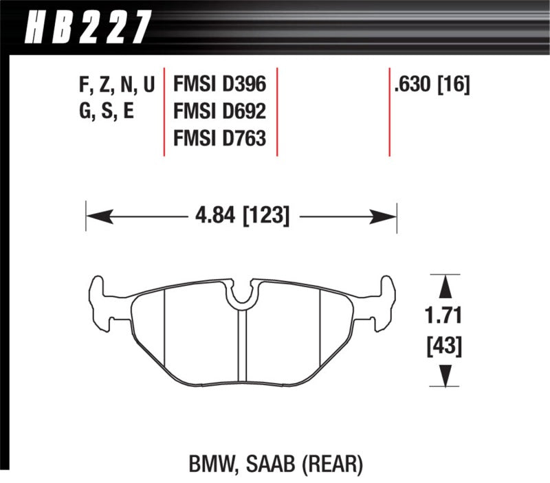 HAWK ER-1 Brake Pad Sets - Hawk 92-95 BMW 318i 1.8L Base Sedan Rear ER-1 Brake Pads