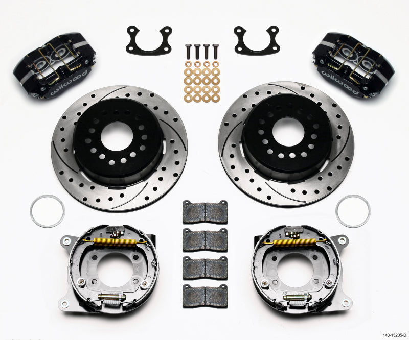 WIL Dynapro Brake Kit - Wilwood Dynapro Dust-Boot P/S Park Brake Kit Drilled Small Ford 2.66in Offset