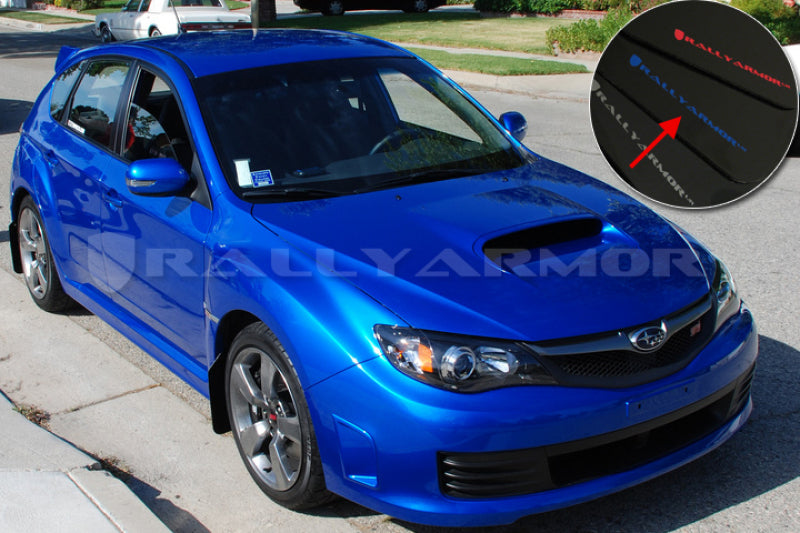RAL UR Blk Flap/Blue Logo - Rally Armor 08-11 Subaru STI (Hatch Only) / 11-14 WRX (Hatch Only) Black UR Mud Flap w/Blue Logo