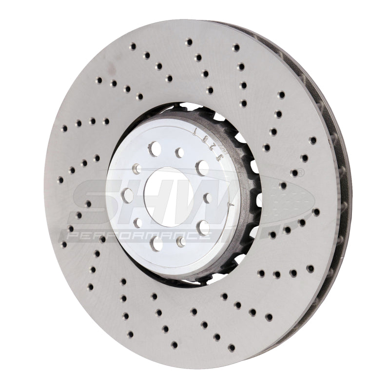 SHW Drilled Lightweight Rotors - SHW 18-21 BMW M5 4.4L Right Front Cross-Drilled Lightweight Brake Rotor (34117991102)