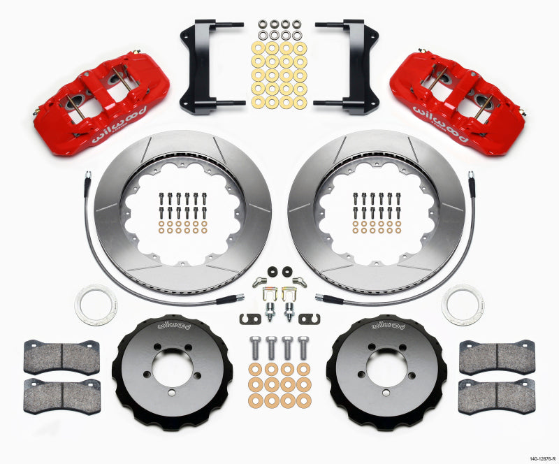 WIL Aero Brake Kit - Wilwood AERO6 Front Hat Kit 14.00 Red 1999-2012 Subaru WRX w/Lines