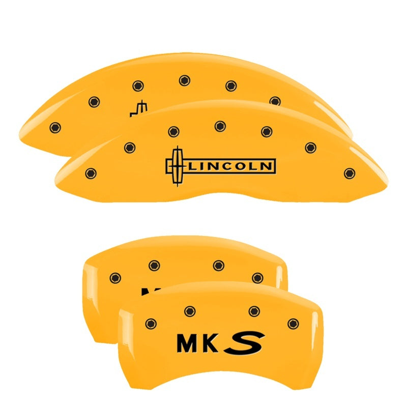 MGP Caliper Covers 4 Logo - MGP 4 Caliper Covers Engraved Front Lincoln Engraved Rear MKS Yellow finish black ch