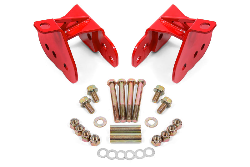 BMR Control Arm Mounts - BMR 64-72 Chevy Chevelle Rear Control Arm Relocation Brackets - Red