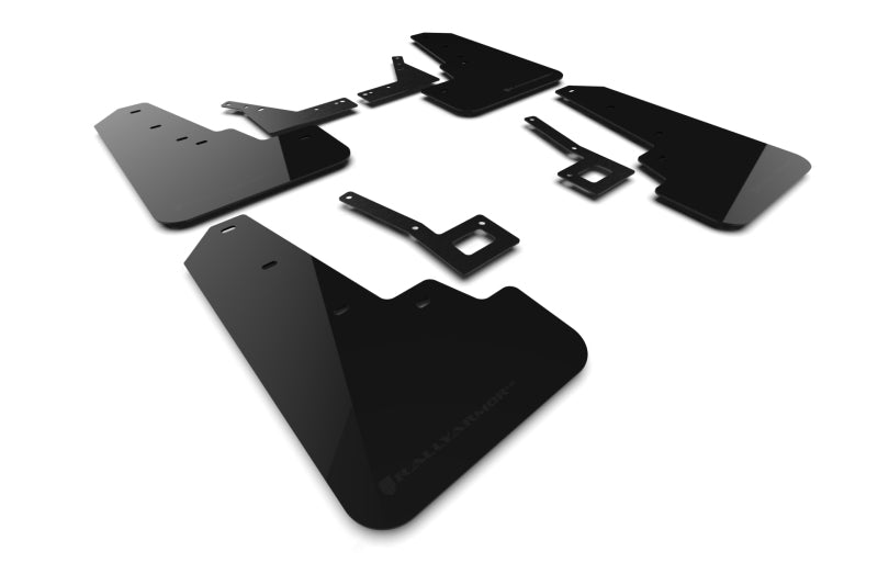 RAL UR Blk Flap/Met. Blk Logo - Rally Armor 19-25 Dodge Ram 1500 Rebel Black UR Mud Flap w/Metallic Black Logo