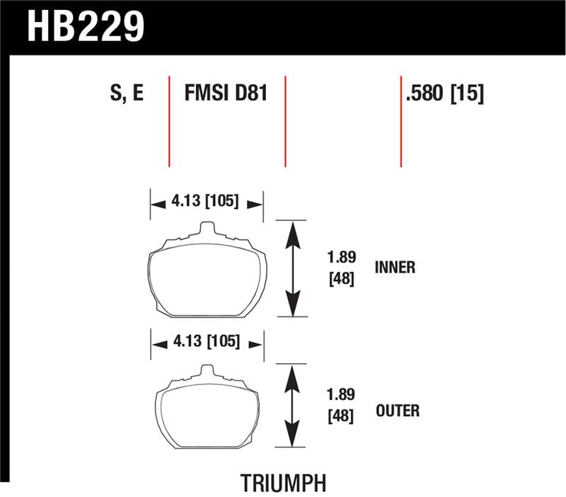 HAWK HT-10 Brake Pad Sets - Hawk 70-73 Triumph Stag / 80-82 Triumph TR8 HT-10 Race Front Brake Pads