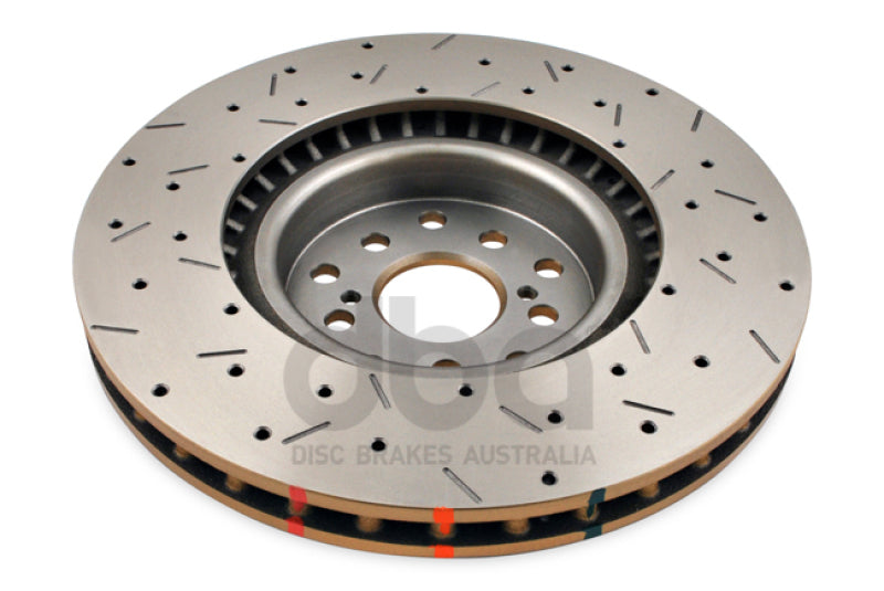 DBA 4000 Slot&Drill Rotors - DBA 04-12 Subaru STi/2017 BRZ w/Perf. Pkg. 10 Stud Hole Front Drilled & Slotted 4000 Series Rotor