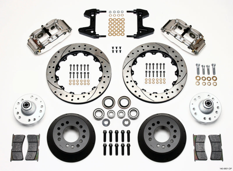 WIL Superlite Brake Kit - Wilwood Narrow Superlite 6R Front Hub Kit 12.88in Drill Pol 74-80 Pinto/Mustang II Disc Spindle only