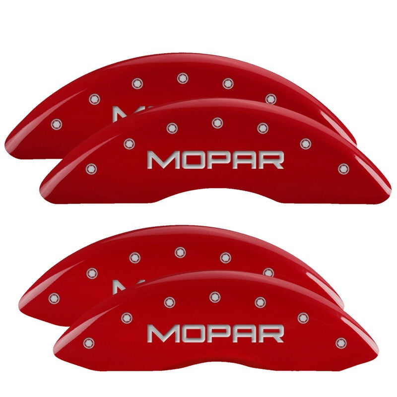 MGP Caliper Covers 4 Logo - MGP 4 Caliper Covers Engraved Front & Rear MOPAR Red finish silver ch
