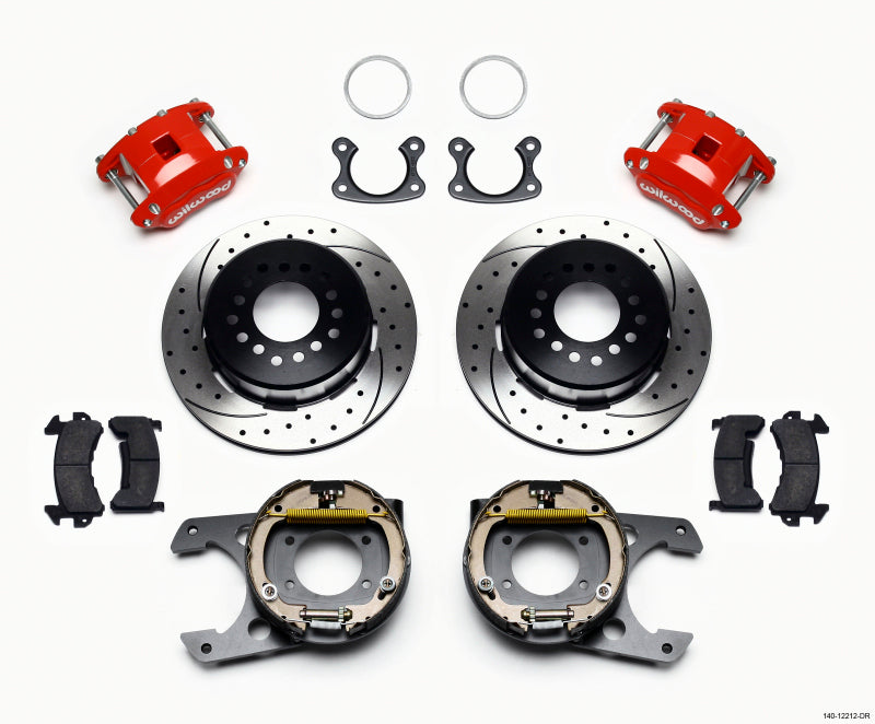 WIL D154 Brake Kit - Wilwood D154 P/S P-B Kit Drilled-Red Small Ford 2.50in Offset