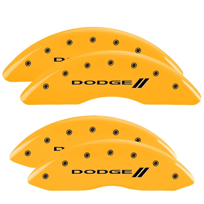 MGP Caliper Covers 4 Logo - MGP 4 Caliper Covers Engraved F & R Stripes/Dodge Yellow Finish Black Char 2010 Dodge Ram 3500