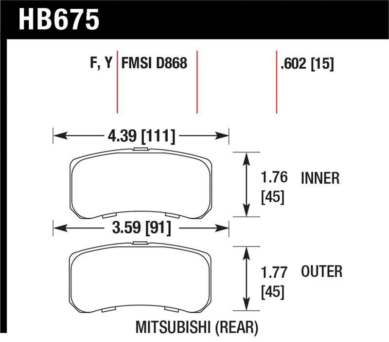 HAWK LTS Brake Pads - Hawk 09+ Mitsubishi Lancer Ralliart / 08+ Lancer GTS LTS Rear Brake Pads