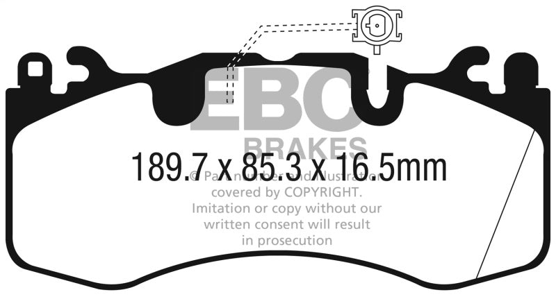 EBC Yellowstuff Brake Pad Sets - EBC 2016+ Maserati Levante 3.0TT (424) Yellowstuff Front Brake Pads