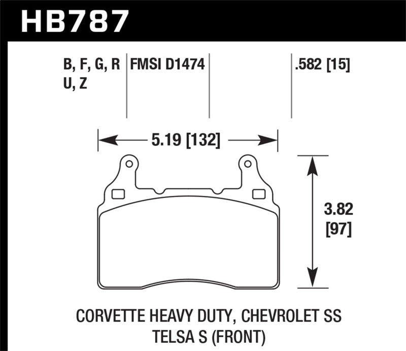 HAWK Ceramic Brake Pad Sets - Hawk 15-17 Chevy Corvette Performance Ceramic Street Front Brake Pads