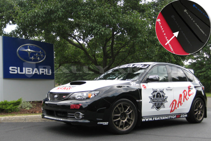 RAL UR Blk Flap/Grey Logo - Rally Armor 08-11 Subaru STI (Hatch Only) / 11-14 WRX (Hatch Only) Black UR Mud Flap w/Grey Logo