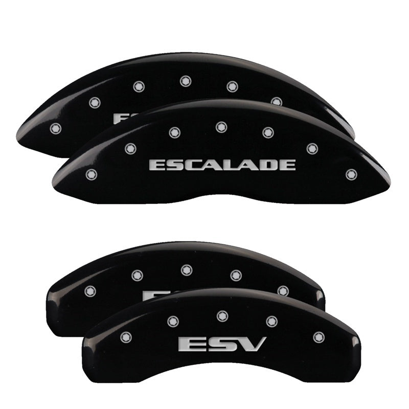 MGP Caliper Covers 4 Logo - MGP 4 Caliper Covers Engraved Front Escalade Engraved Rear ESV Black finish silver ch
