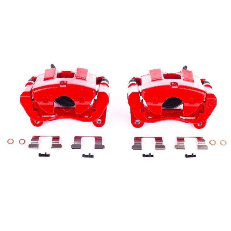 PSB Red Calipers - Power Stop 14-18 Jeep Cherokee Front Red Calipers w/Brackets - Pair