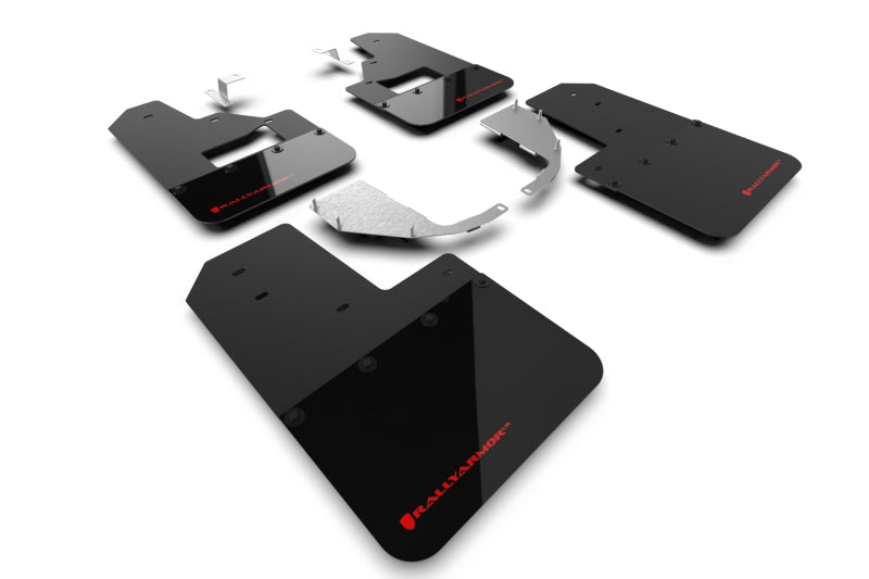 RAL Hybrid Blk Flap/Red - Rally Armor 21-25 Ford Bronco (Steel Bmpr + RB - NO Rptr/Sprt) Blk Mud Flap w/Red Logo