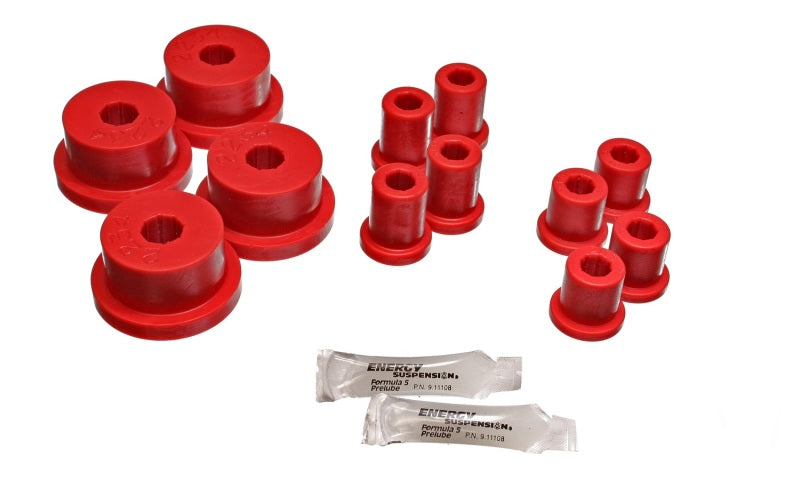 ES Spring/Shackle Bush - Red - Energy Suspension 62-65 Ford Fairlane Red Rear Leaf Spring Bushing Set