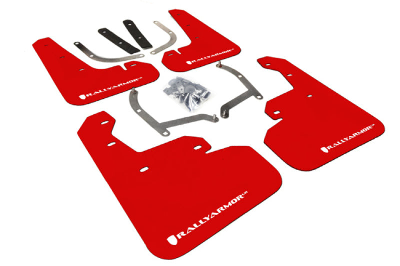 RAL UR Red Flap/Wht Logo - Rally Armor 17-23 Subaru Impreza 4D/5D Red UR Mud Flap w/White Logo