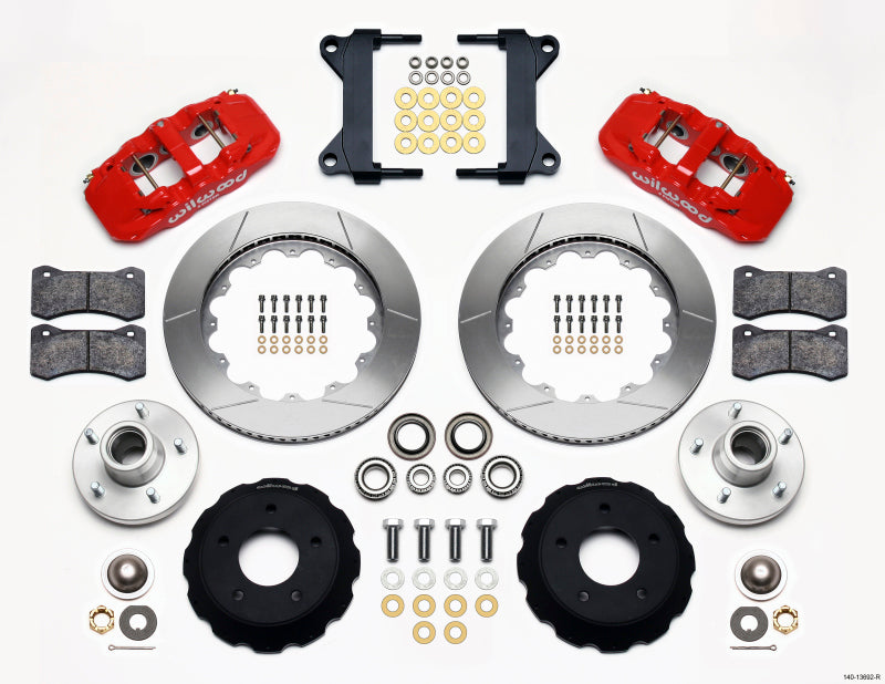 WIL Aero Brake Kit - Wilwood AERO6 Front Hub Kit 14.00-Red Chevy C-10 60-87 CPP Drop Spindle