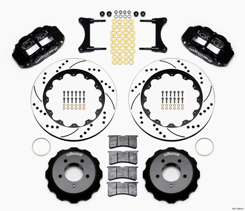 WIL Superlite Brake Kit - Wilwood Narrow Superlite 6R Front Hat Kit 14.00in Drilled 93-96 Mazda RX7