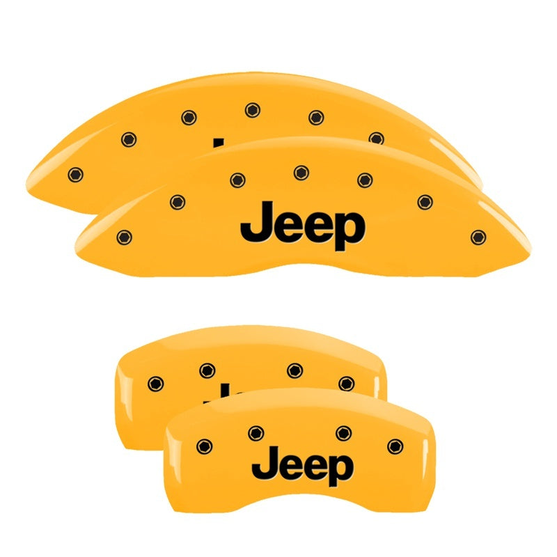 MGP Caliper Covers 4 Logo - MGP 4 Caliper Covers Engraved Front & Rear JEEP Yellow finish black ch