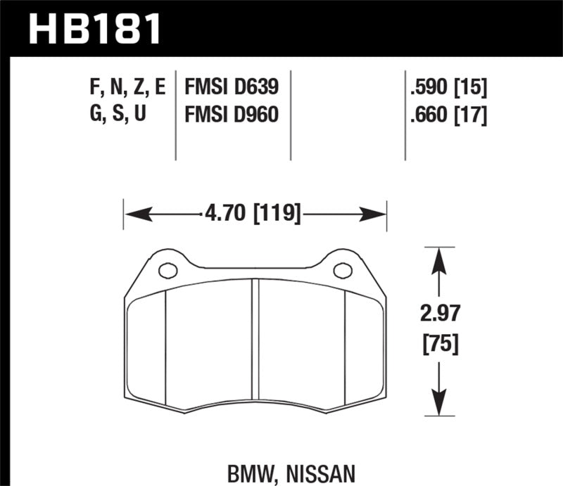 HAWK HPS Brake Pad Sets - Hawk 94-97 BMW 840CI/850CI HPS Front Street Brake Pads