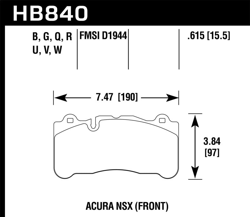 HAWK DTC-60 Brake Pad Sets - Hawk 2017 Acura NSX DTC-60 Street Front Brake Pads