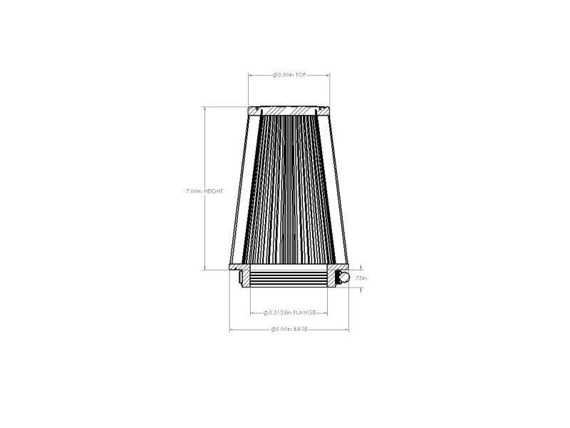 AFE Universal D2 Dura Dry Air Filter - aFe POWER Universal Clamp-On Air Filter w/ D2 Dura-Dry Media 3-5/16in F x 5in B x 3-1/2in T x 7in H
