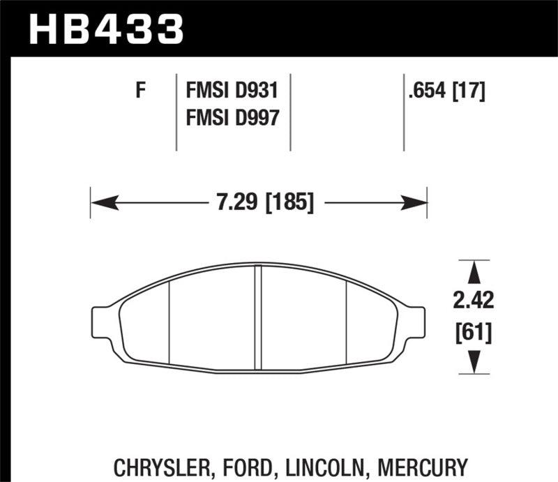 HAWK DTC-70 Brake Pad Sets - Hawk 03-11 Ford Crown Victoria DTC-70 Race Front Brake Pads