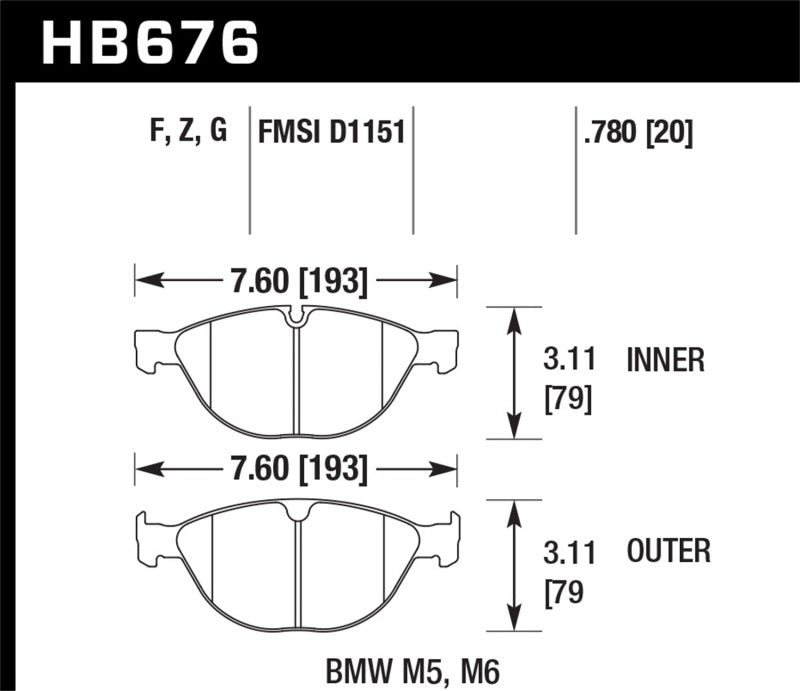 HAWK Ceramic Brake Pad Sets - Hawk 06-10 BMW M5/M6 Perf Ceramic Street Front Brake Pads