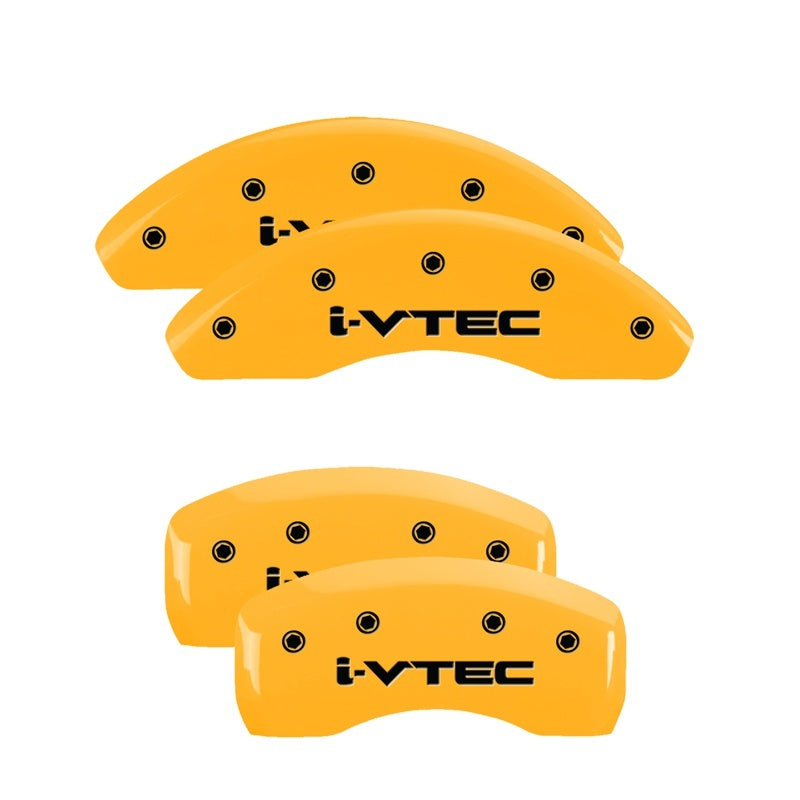 MGP Caliper Covers 4 Logo - MGP 4 Caliper Covers Engraved Front & Rear i-Vtec Yellow finish black ch